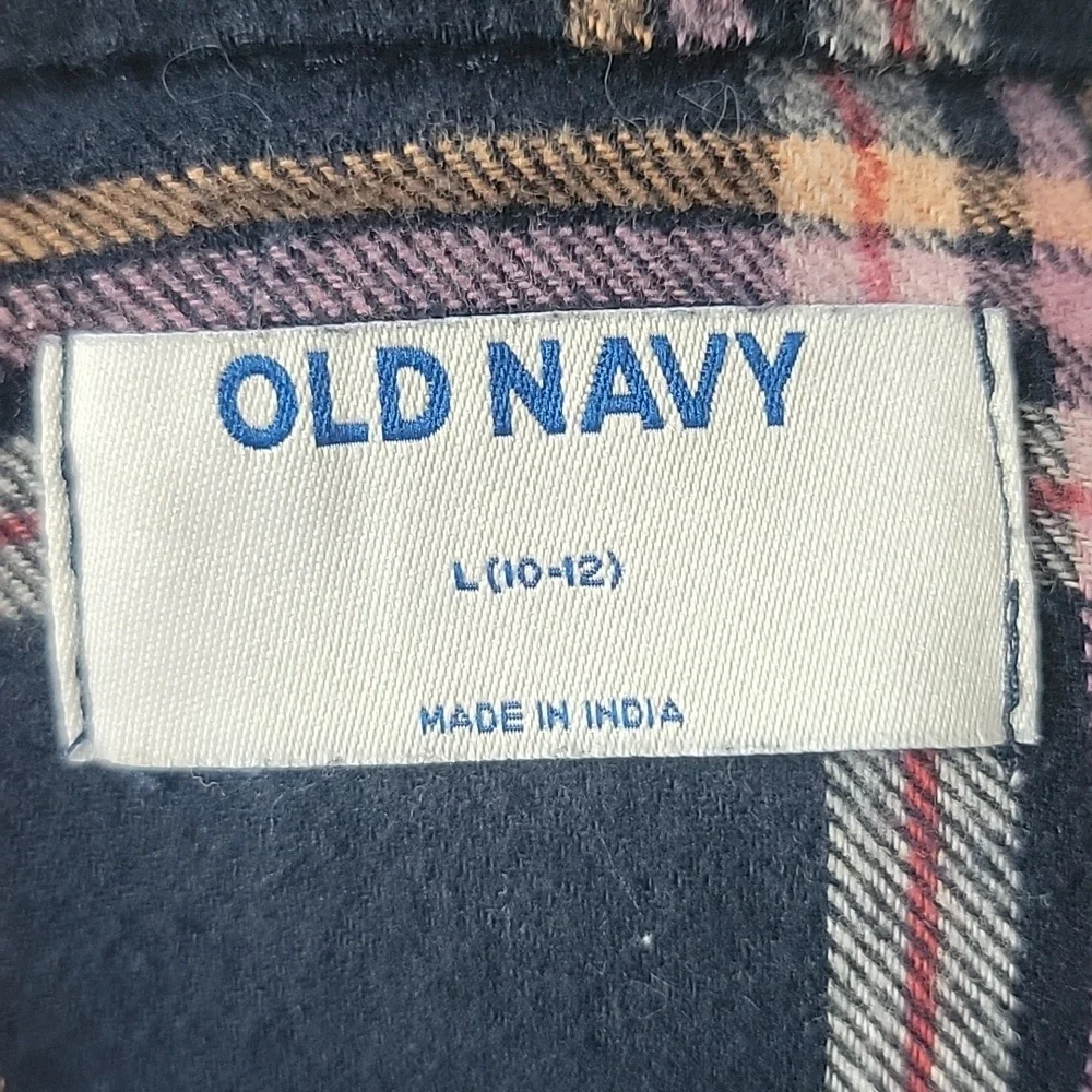 OLD NAVY **3 for $20** Boy's Blue Flannel Plaid Casual Button Down Shirt L 10/12